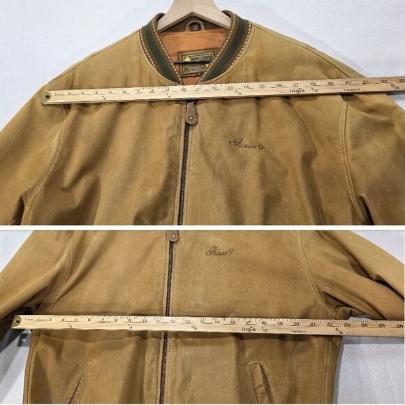 Vtg Guess Georges Marciano Bomber Jacket Leather Distressed Brown 80s 90s Men L - Picture 14 of 16
